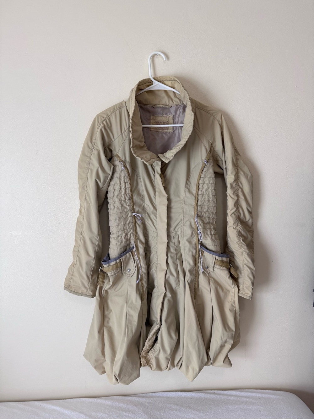 Archival Marithe Francois Girbaud Beige Yellow Parachute Bubble Dress Jacket | S